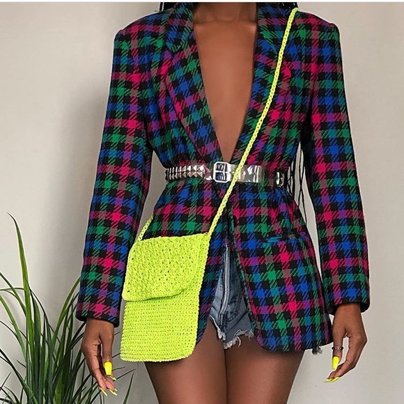 Vintage Jackets & Blazers - Colorful plaid blazer